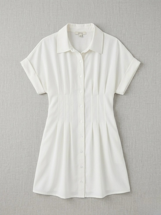 Entro Dresses & Skirts - entro White Short-Sleeve Midi Shirt Dress